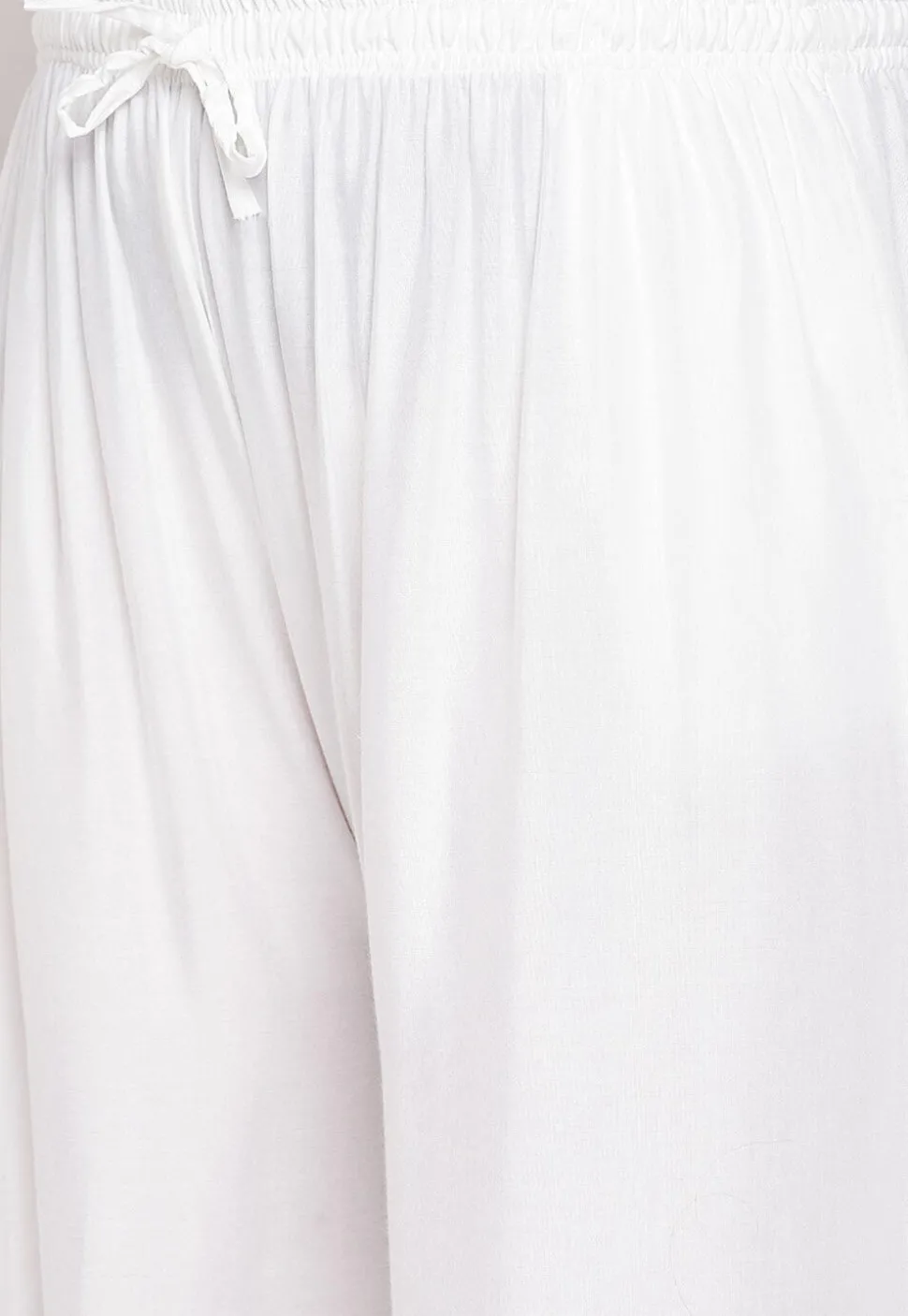 Solid Color Rayon Palazzo in White