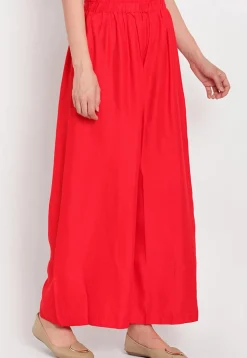 Solid Color Rayon Palazzo in Red