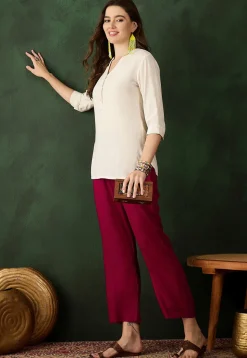 Solid Color Rayon Pant in Fuchsia
