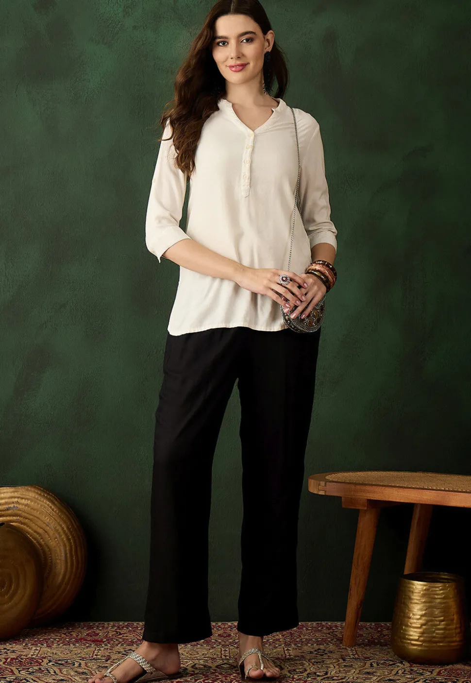Solid Color Rayon Pant in Black