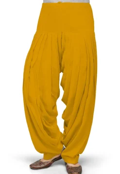 Solid Color Rayon Patiala in Mustard