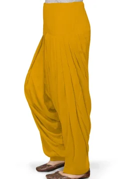 Solid Color Rayon Patiala in Mustard
