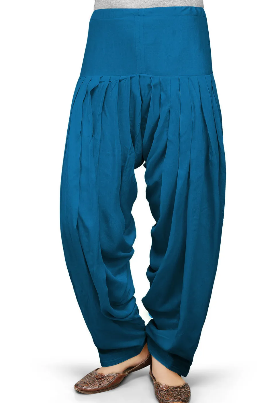 Solid Color Rayon Patiala in Teal Blue