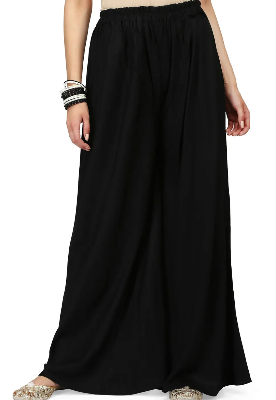 Solid Color Rayon Plazzo in Black