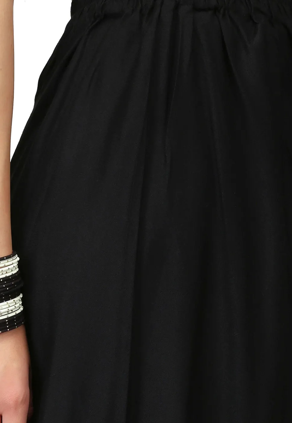 Solid Color Rayon Plazzo in Black