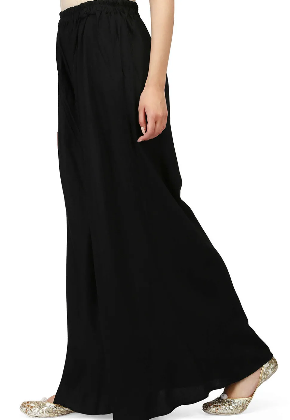 Solid Color Rayon Plazzo in Black