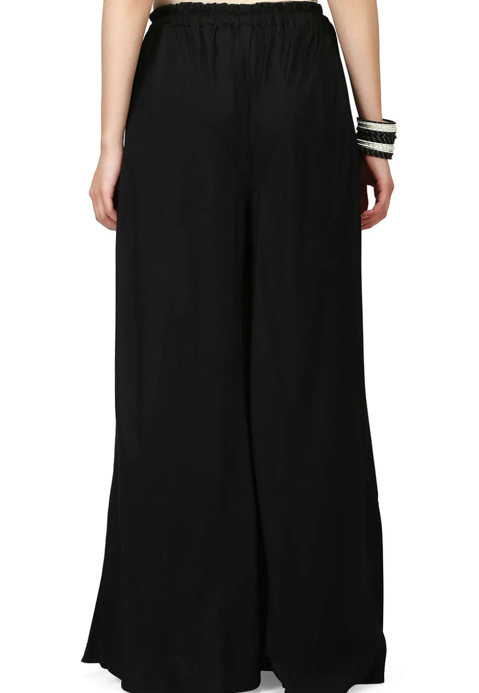 Solid Color Rayon Plazzo in Black
