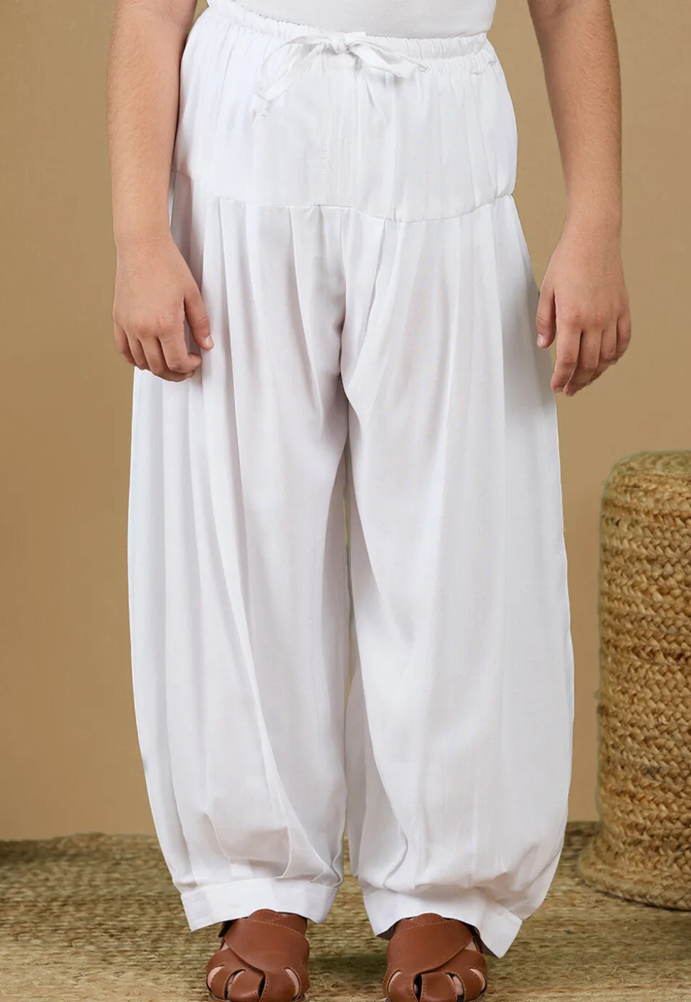 Solid Color Rayon Salwar in White