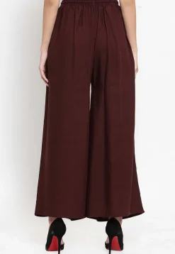 Solid Color Rayon Sharara in Dark Brown