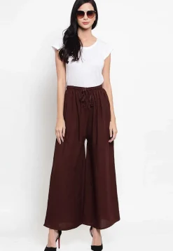 Solid Color Rayon Sharara in Dark Brown
