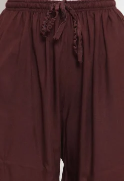Solid Color Rayon Sharara in Dark Brown