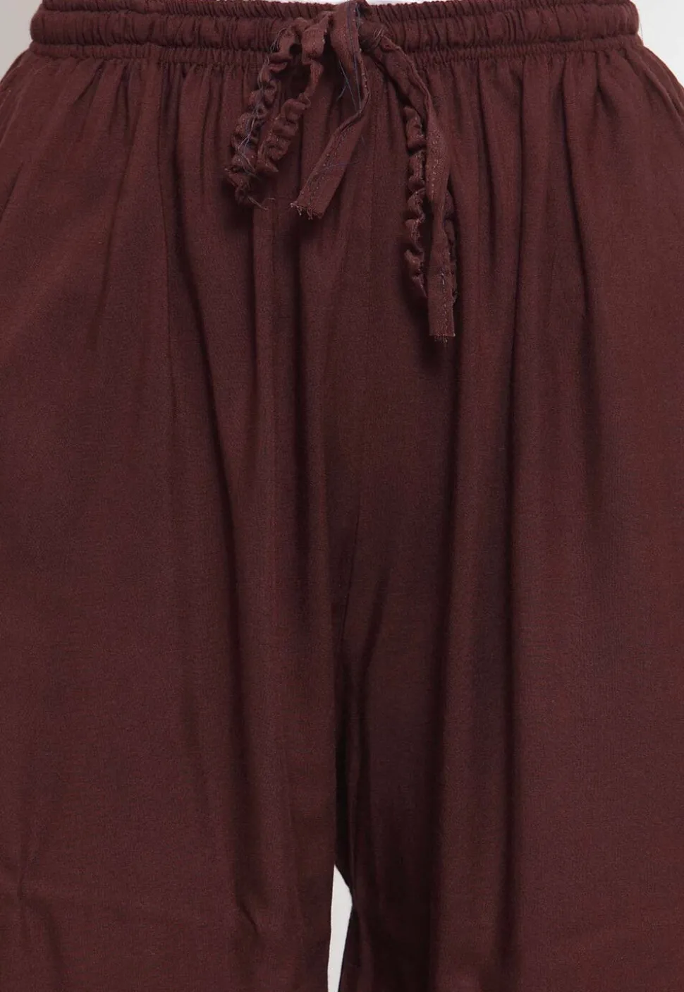 Solid Color Rayon Sharara in Dark Brown