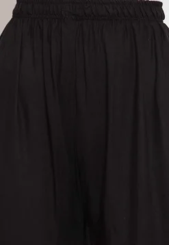 Solid Color Rayon Tiered Sharara in Black