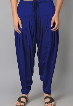 Solid Color Satin Afghani Salwar in Royal Blue