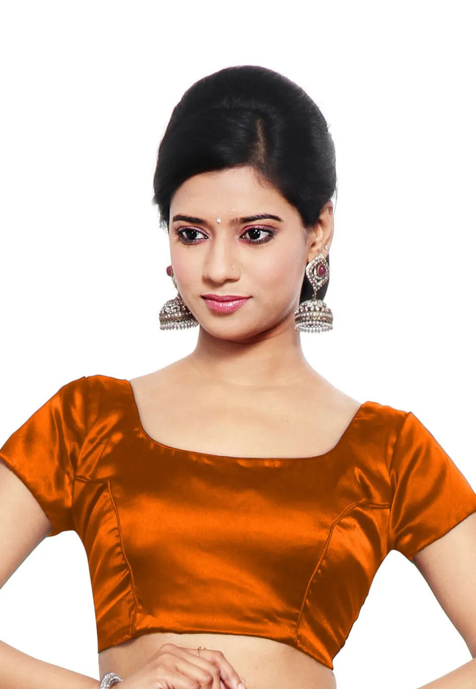 Solid Color Satin Blouse in Rust