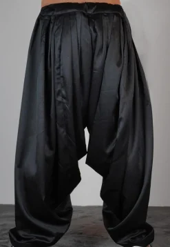 Solid Color Satin Dhoti Pant in Black