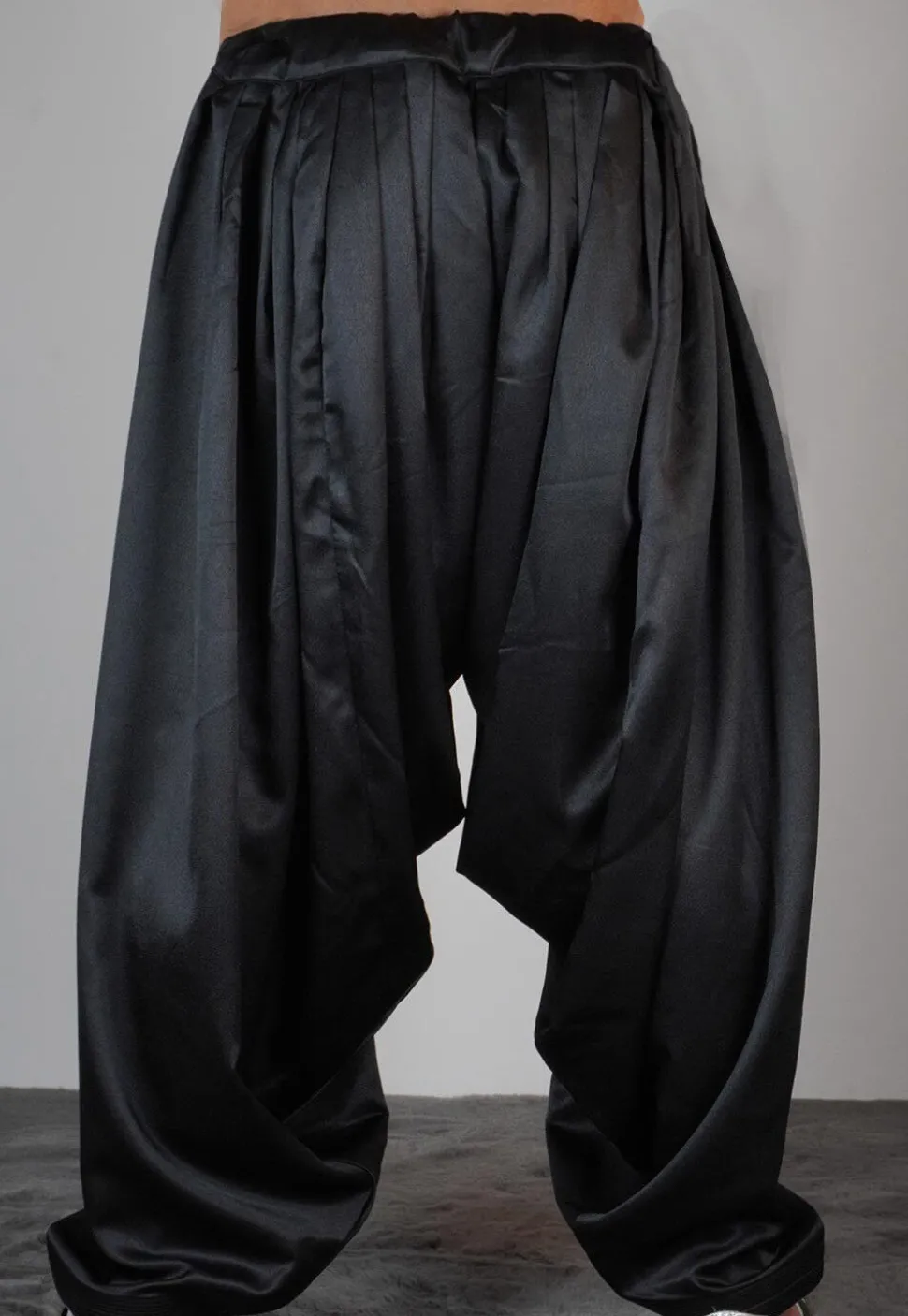 Solid Color Satin Dhoti Pant in Black