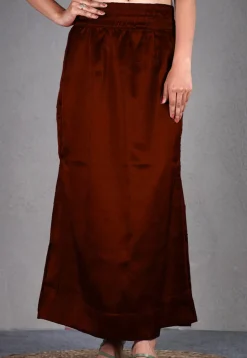 Solid Color Satin Fish Cut Petticoat in Maroon