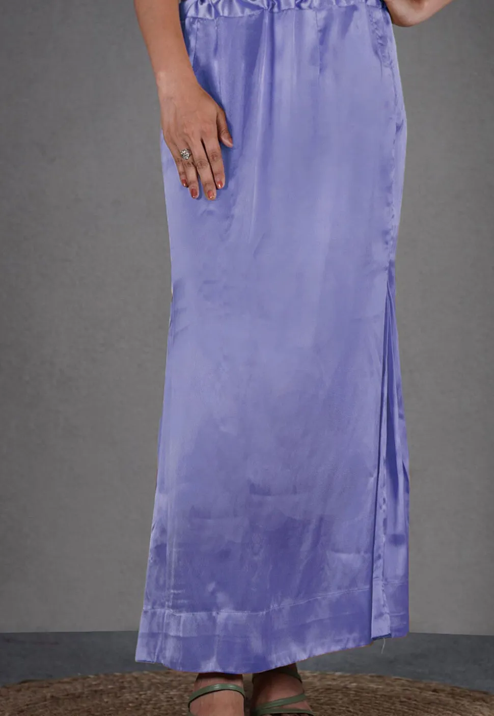 Solid Color Satin Fish Cut Petticoat in Light Purple