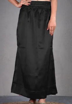 Solid Color Satin Fish Cut Petticoat in Black