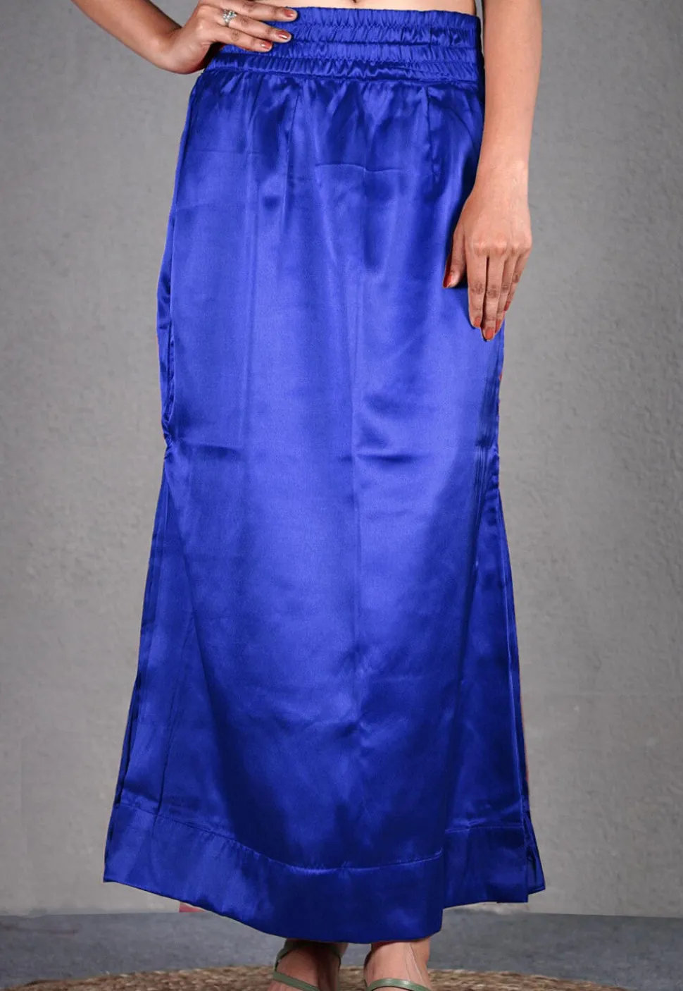 Solid Color Satin Fish Cut Petticoat in Royal Blue