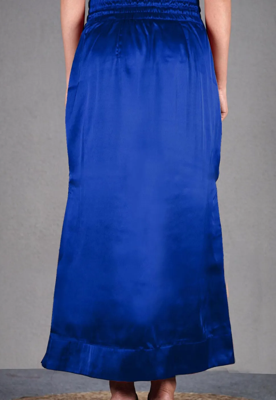 Solid Color Satin Fish Cut Petticoat in Royal Blue