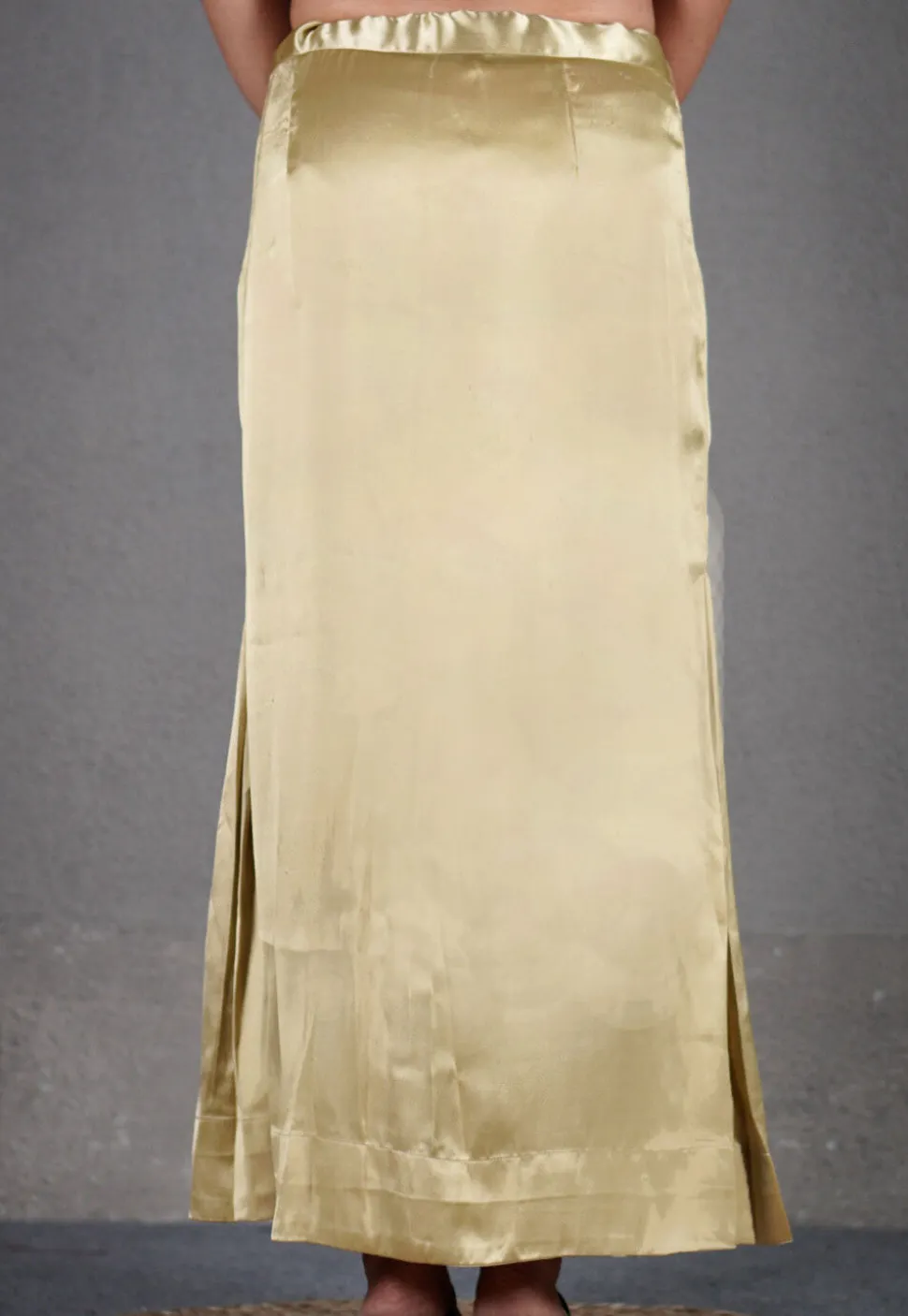 Solid Color Satin Fish Cut Petticoat in Beige