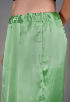 Solid Color Satin Fish Cut Petticoat in Pastel Green