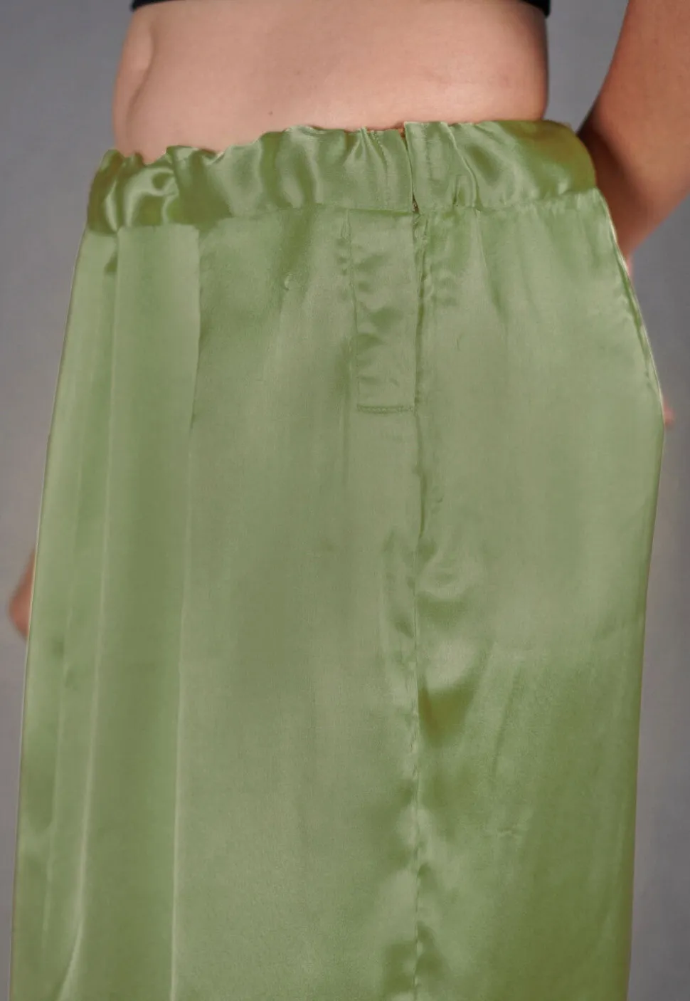 Solid Color Satin Fish Cut Petticoat in Pastel Green