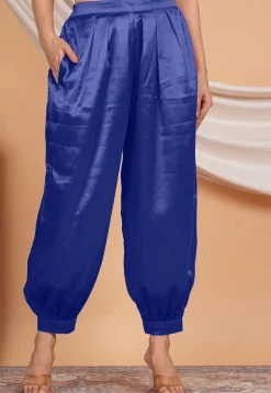 Solid Color Satin Harem Pant in Royal Blue