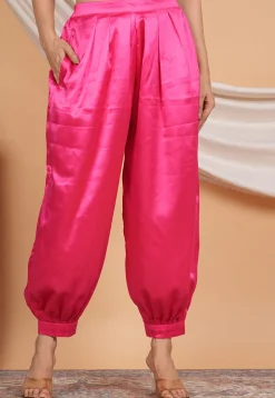 Solid Color Satin Harem Pant in Fuchsia