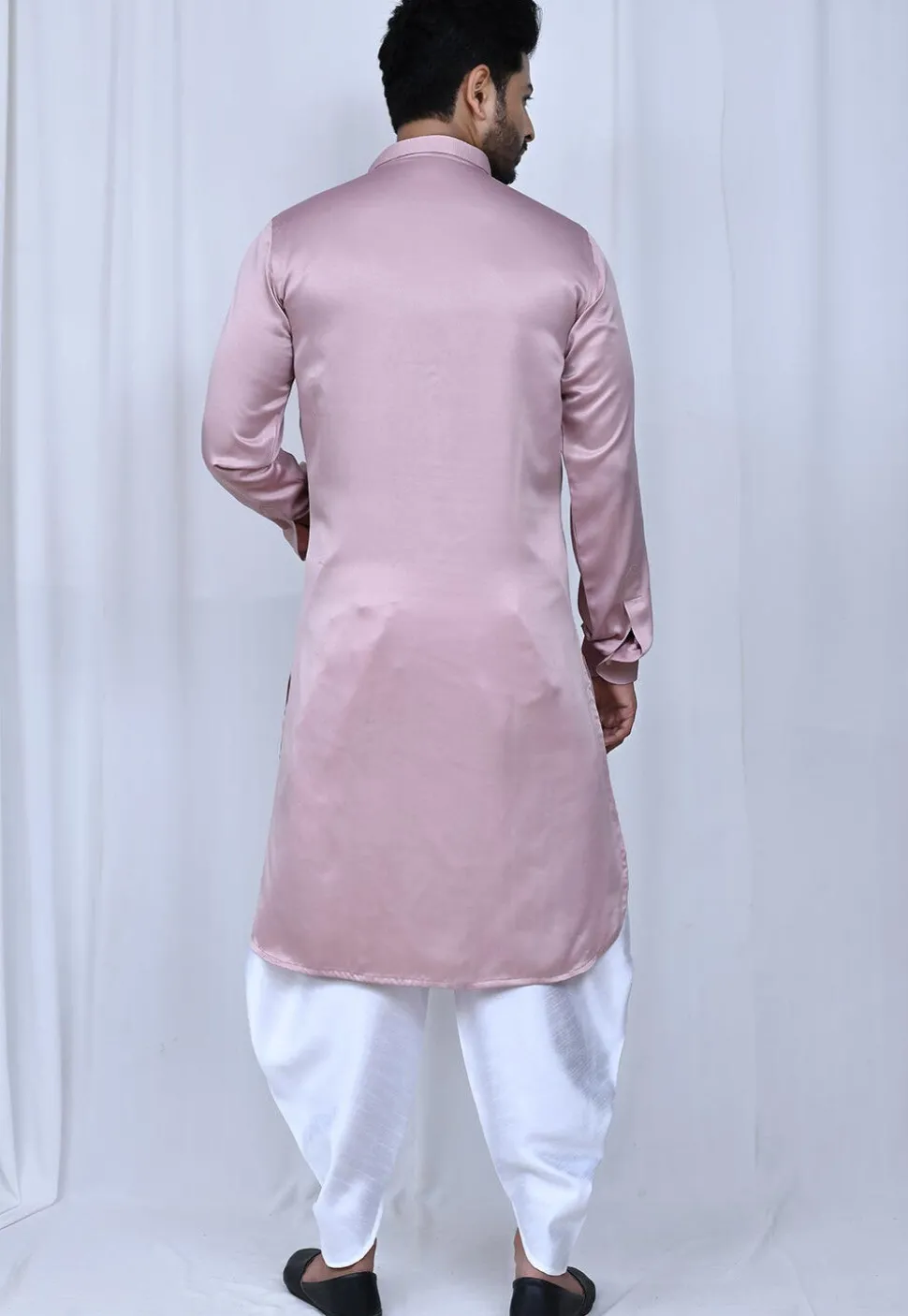Solid Color Satin Paithani Suit in Pink