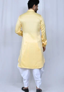 Solid Color Satin Paithani Suit in Yellow