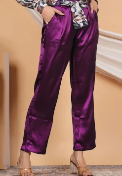 Solid Color Satin Pant in Purple