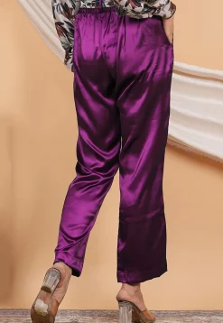 Solid Color Satin Pant in Purple