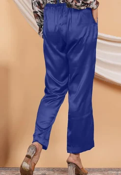 Solid Color Satin Pant in Royal Blue