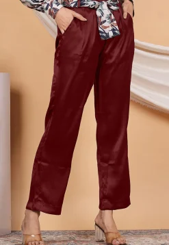 Solid Color Satin Pant in Maroon