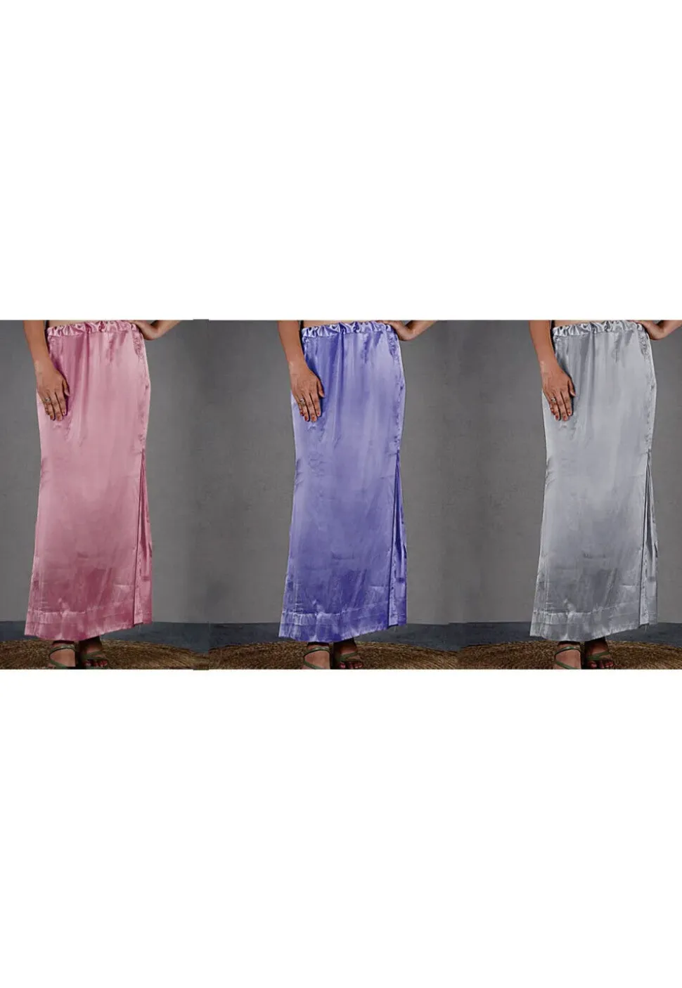 Solid Color Satin Petticoat Combo Set in Multicolor