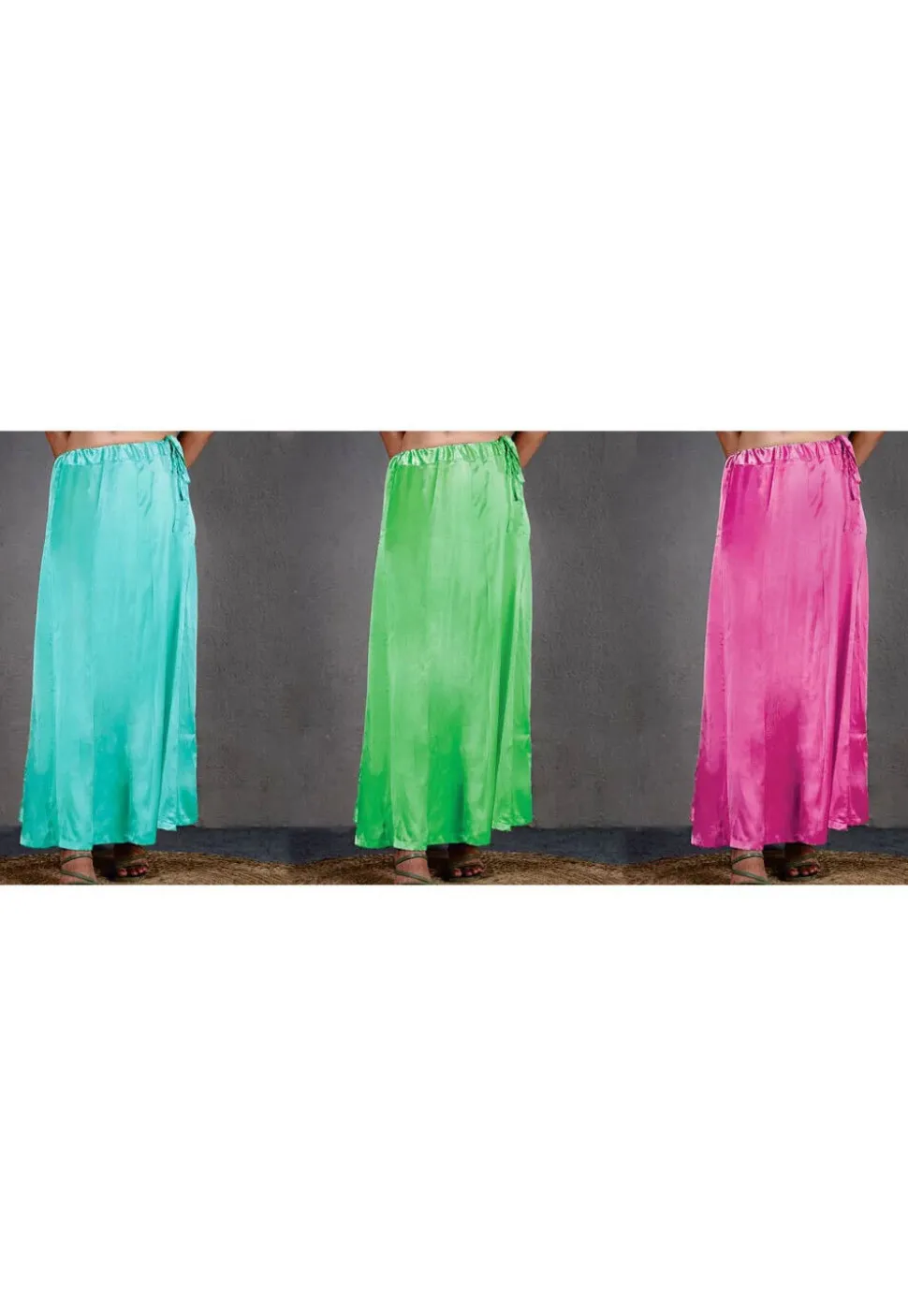 Solid Color Satin Petticoat Combo Set in Multicolor