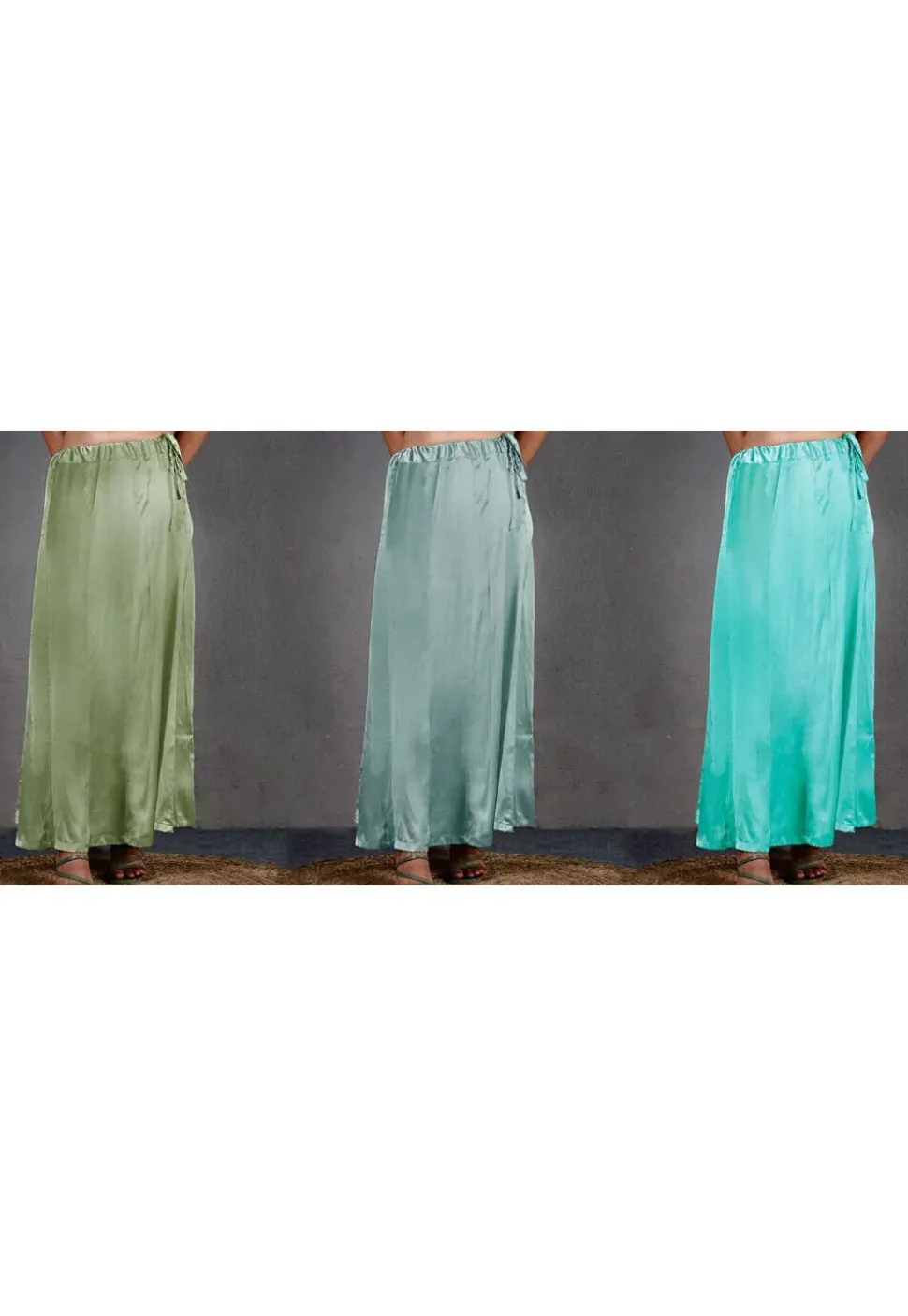 Solid Color Satin Petticoat Combo Set in Multicolor