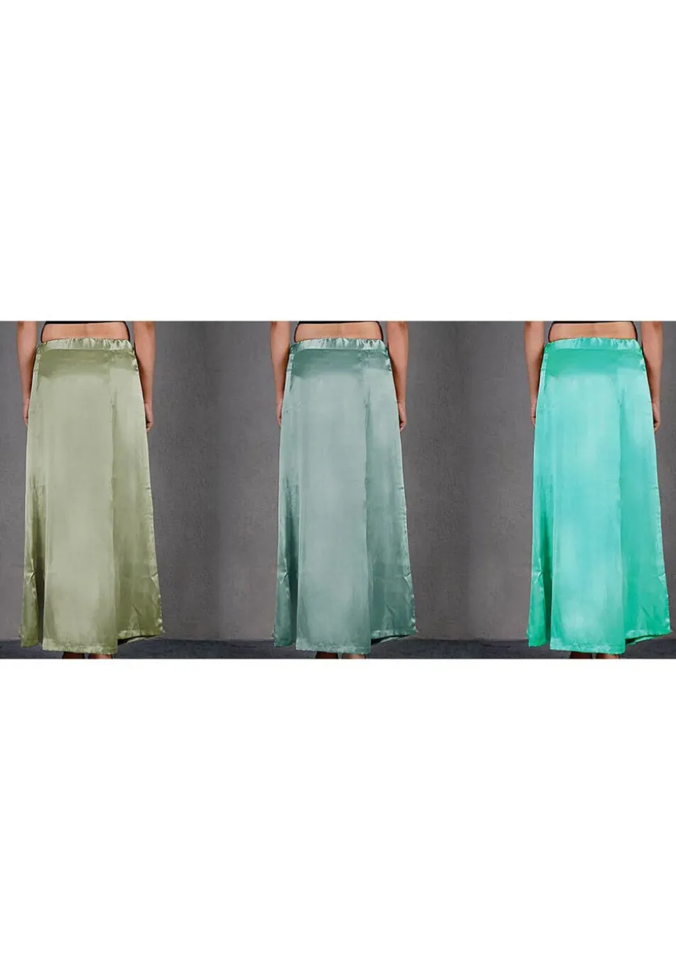 Solid Color Satin Petticoat Combo Set in Multicolor