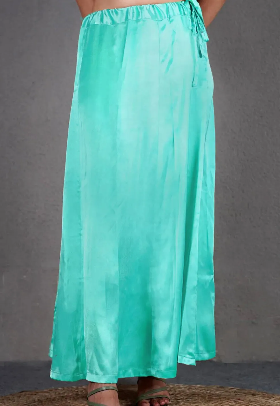 Solid Color Satin Petticoat in Sky Blue