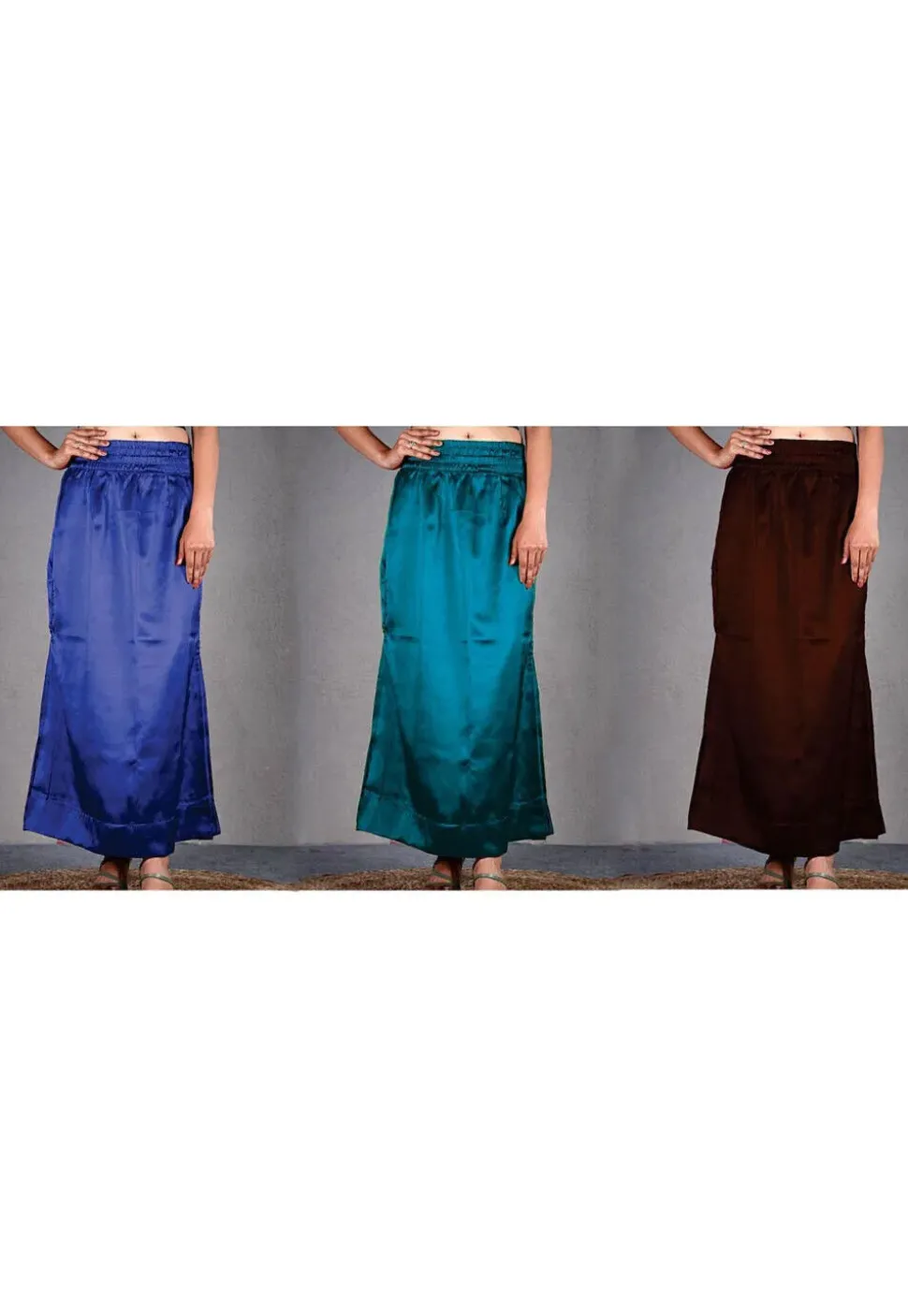 Solid Color Satin Petticoat Combo Set in Multicolor