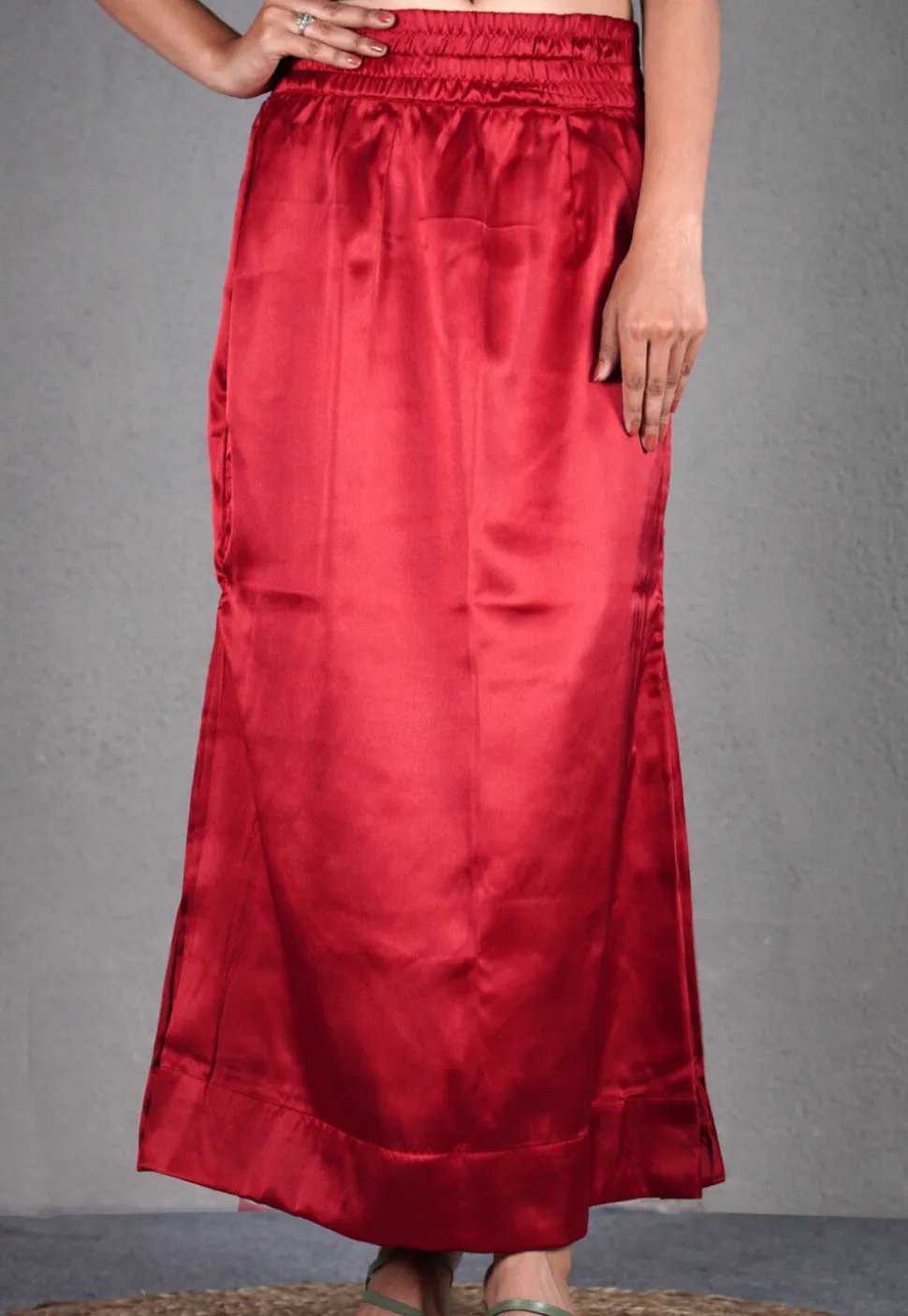 Solid Color Satin Petticoat in Maroon