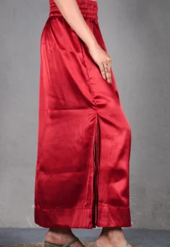 Solid Color Satin Petticoat in Maroon