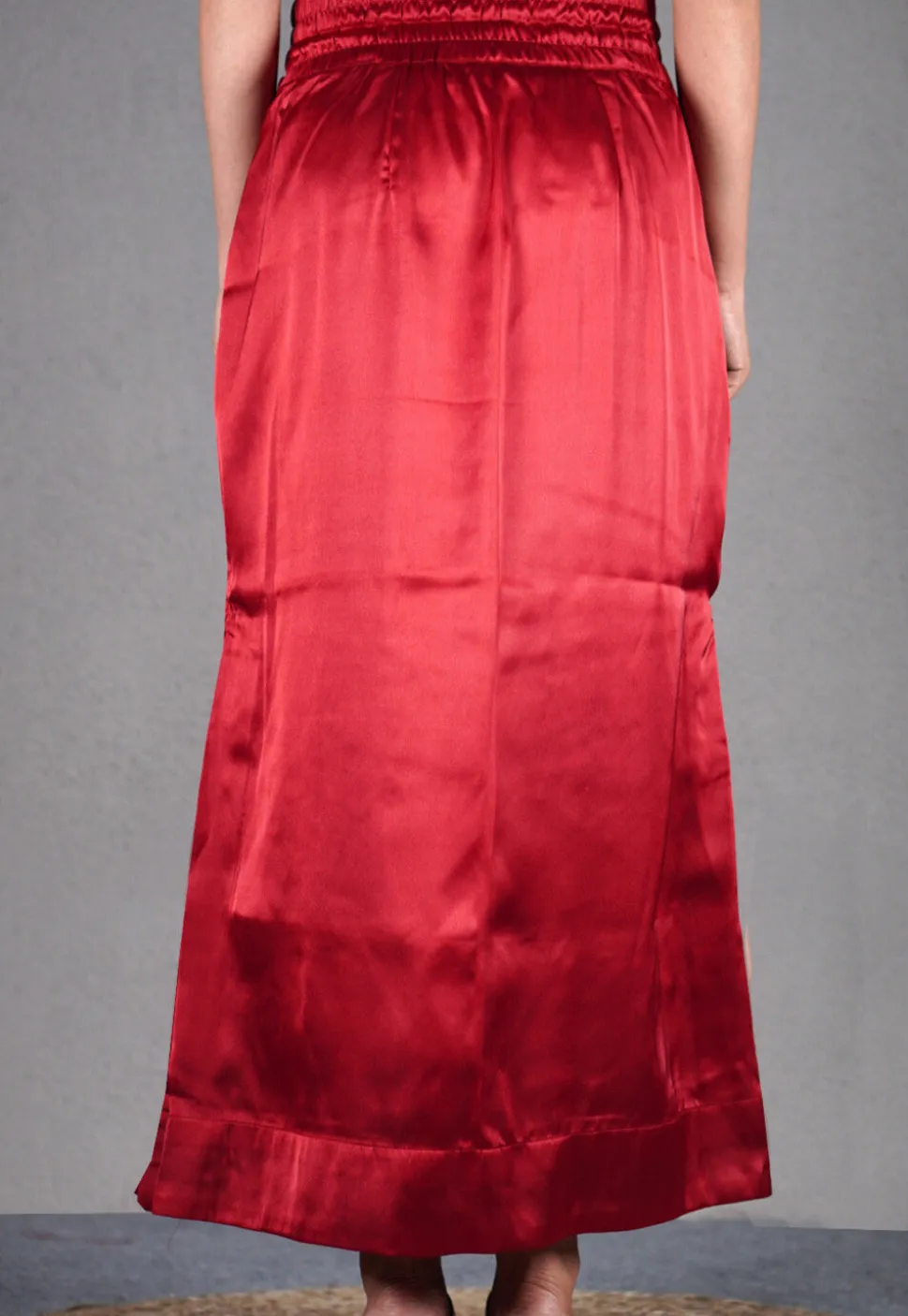 Solid Color Satin Petticoat in Maroon