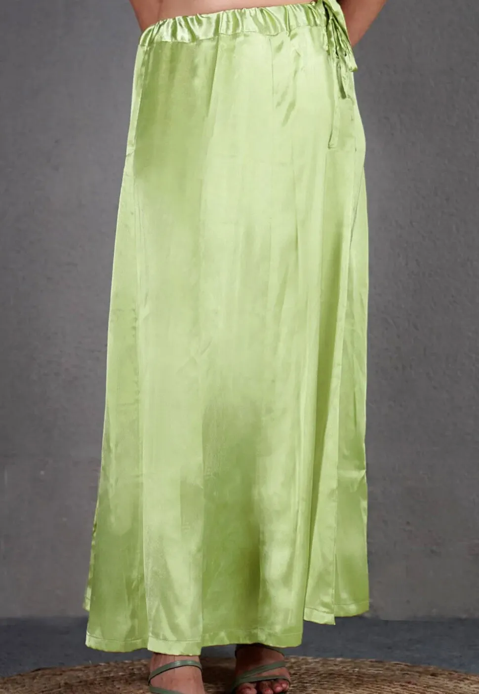 Solid Color Satin Petticoat in Light Green