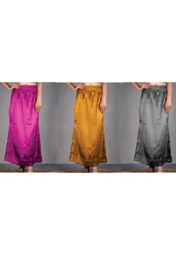 Solid Color Satin Petticoat Combo Set in Multicolor