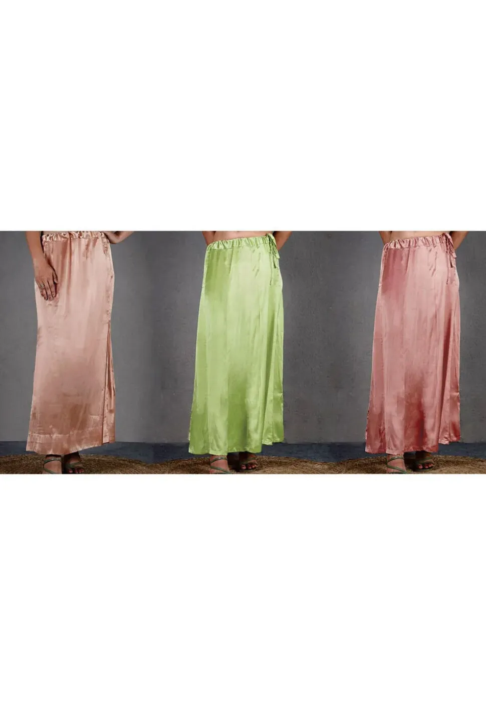 Solid Color Satin Petticoat Combo Set in Multicolor