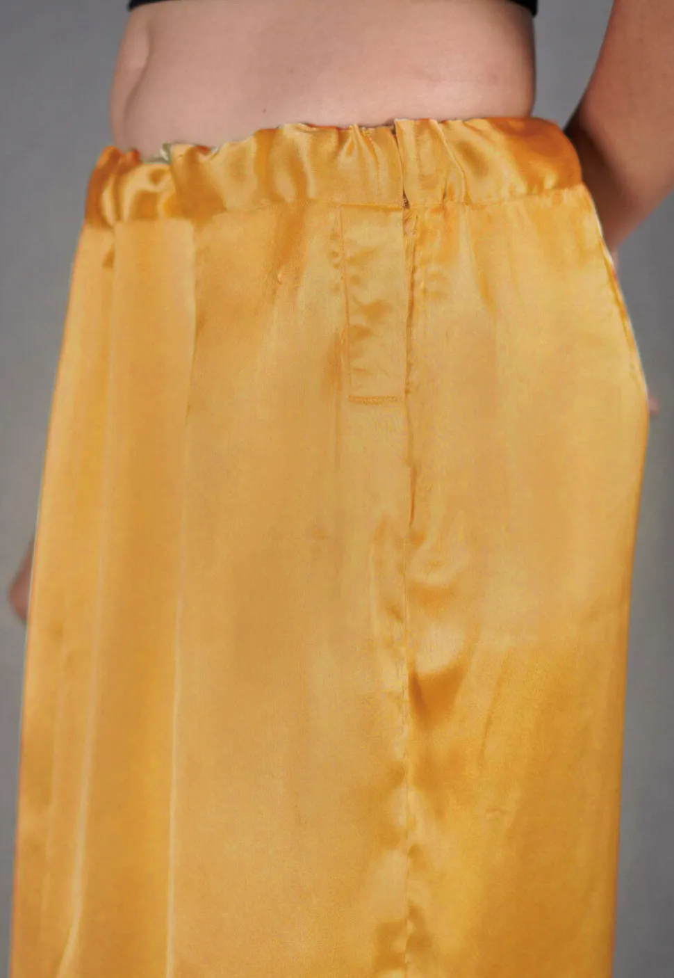 Solid Color Satin Petticoat in Mustard